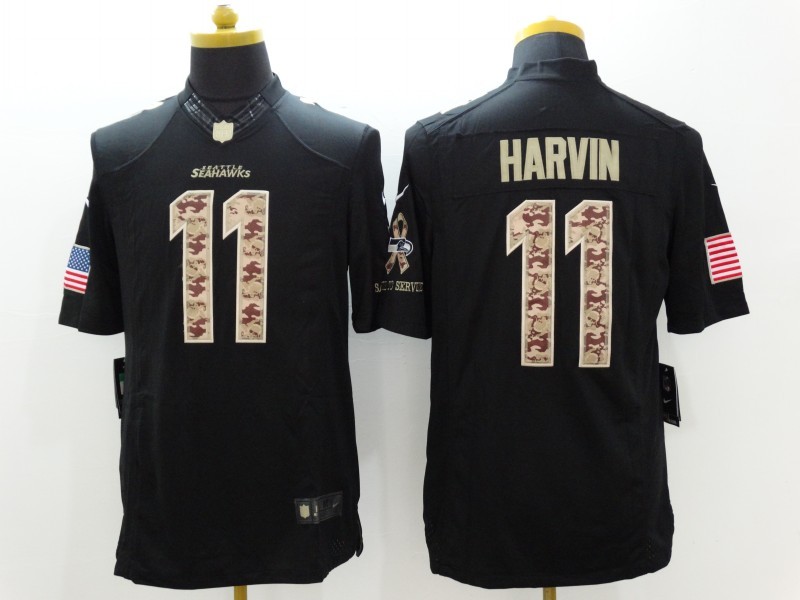 Men's Seattle Seahawks Percy Harvin #11 Black Jersey